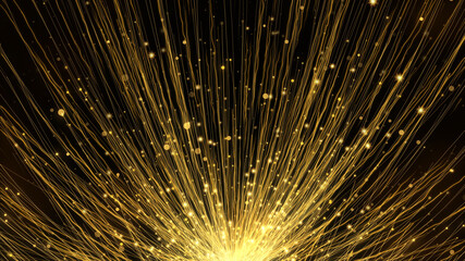 Shiny background with golden particles and stars