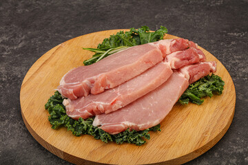 Raw pork steak for cooking