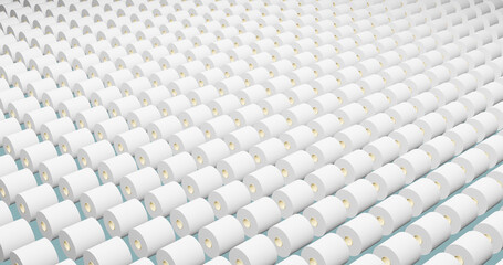 Fototapeta premium Render with light toilet paper background on blue