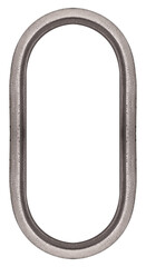 Silver oval frame for paintings, mirrors or photo isolated on white background. Design element with clipping path