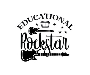 Obraz premium Educational rockstar Printable Vector Illustration. typography t-shirt graphics, typography art lettering composition design.