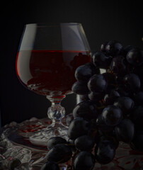 Glass of wine and grapes