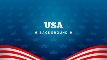 USA Background Vector illustration. Blue star pattern background with red and white stripes. copy space