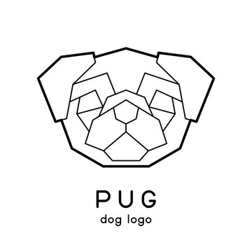 Polygonal vector pug dog head logo design