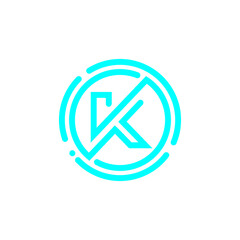 K initial letter in circle vector logo template