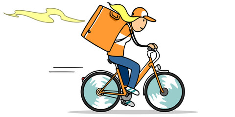 Essen oder Pizza Lieferdienst mit Fahrrad Lieferant