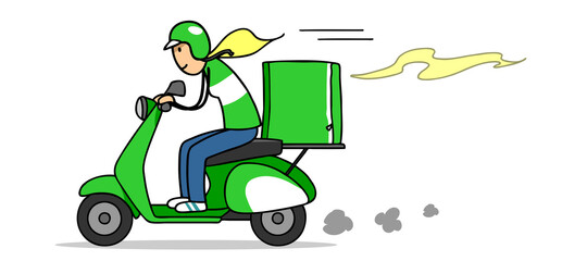 Food Lieferdienst mit Thermobox auf Motorroller