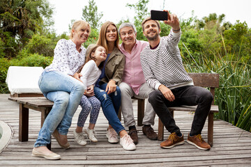 Family taking selfie