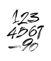 vector set of calligraphic acrylic or ink numbers. ABC for your design, brush lettering on a white background