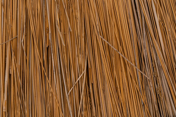 Closeup of thatched roof. Tropical roofing on beach