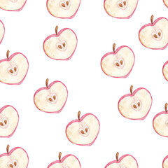 Valentine's Day pattern. Sweet and Romantic. Apple heart. Watercolor