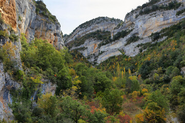 View of Sierra de Guara gorge near Lecina village, Huesca, Spain