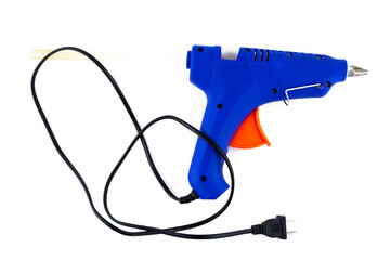 Blue glue gun isolated on white background