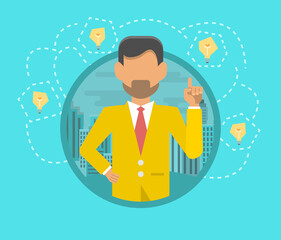 male face avatar. flat style vector icons set.