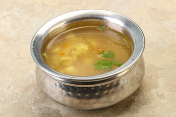 Tasty chicken soup with carrot