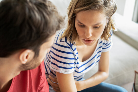 Young couple talking with each other