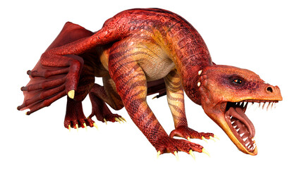 3D Rendering Fairy Tale Dragon on White