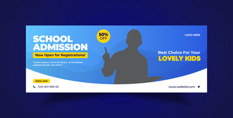 Back to school social media post, web banner, and Facebook cover template  - obrazy, fototapety, plakaty