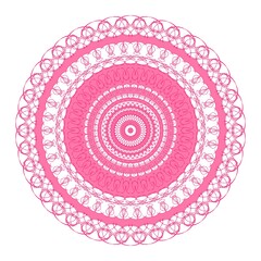 Indian ornament, kaleidoscopic floral pattern, mandala in pink