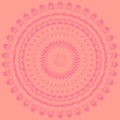 Decorative seamless pattern with round vintage frames. Mandala. The background is pink.