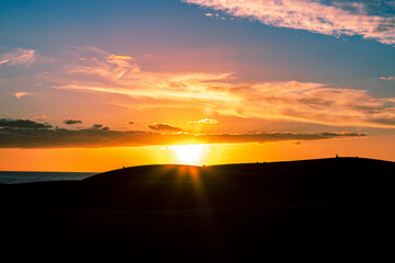 Sunset in the dunes of Gran Canaria