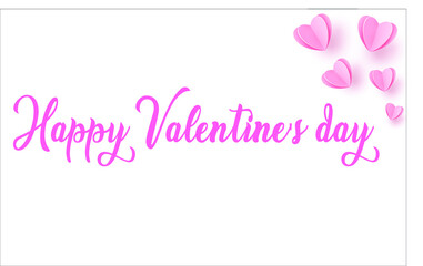 Happy Valentines Day banner. Valentines Day greeting card template with typography text happy valentine`s day and red heart and line on background. Vector illustration