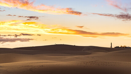 Fototapeta na wymiar Sunset in the dunes of Gran Canaria