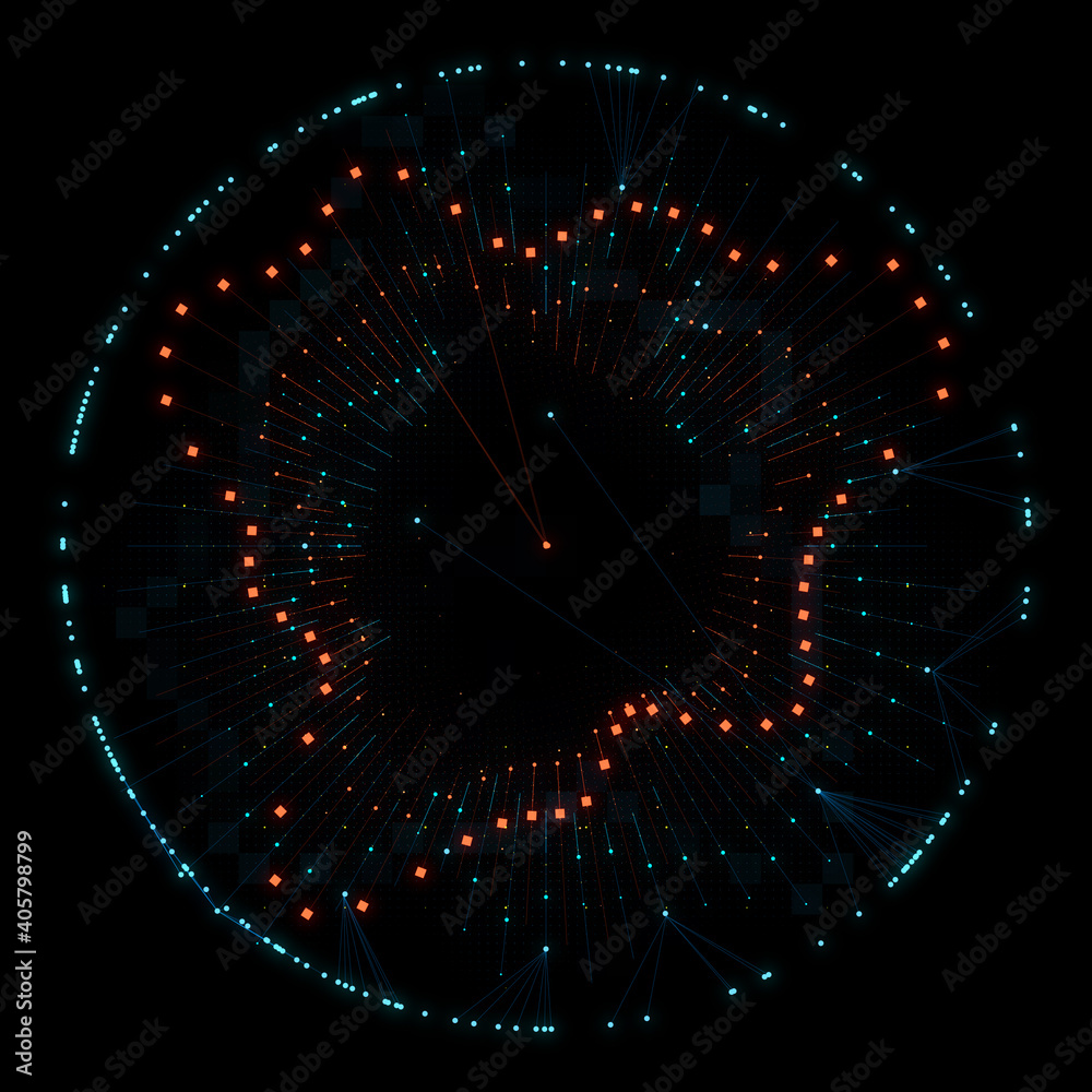 Poster complex data analysing concept background. points and lines connected into one complex structure. 2d