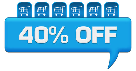 Discount Forty Percent Off Blue Comment With Shopping Carts On Top 
