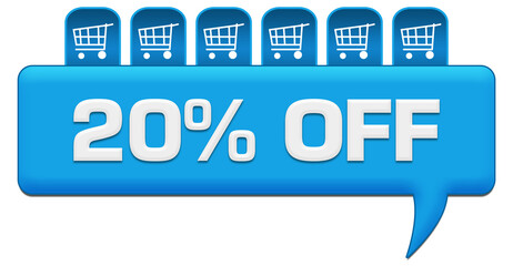 Discount Twenty Percent Off Blue Comment With Shopping Carts On Top 
