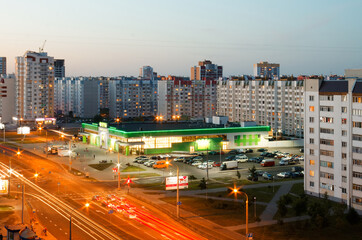 GOMEL, BELARUS - June 6, 2015: view of the sleeping area from the roof of a high-rise building