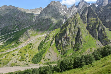 Tseyskoe gorge on a sunny summer day, Russia, North Ossetia