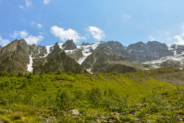 Tseyskoe gorge on a sunny summer day, Russia, North Ossetia