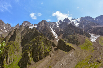Fototapeta na wymiar Tseyskoe gorge on a sunny summer day, Russia, North Ossetia