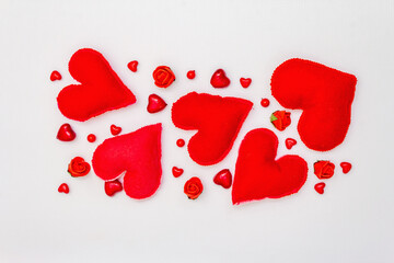 Red hearts isolated on white background