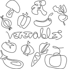 set of drawing vegetables one line