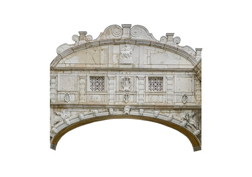 Bridge Of Sighs (Italian: Ponte Dei Sospiri) In Venice, Italy, Isolated On White Background