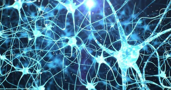 Neurons and neural connections 3D render. Neuronal activity in the brain, neurogenesis, neurotransmitters, electricity in the brain,synapses, dendrid, neurotransmitters, myelin