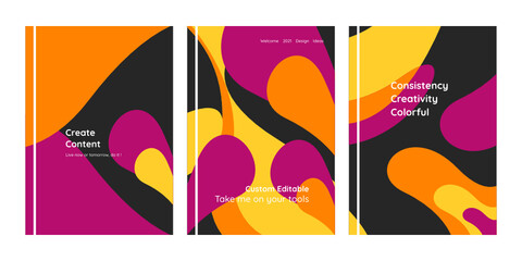 Fluids template collection with modern abstract composition, illustration in natural colors, perfect for invitations, posters, cover, flyer templates, backgrounds and much more, fully editable vector.