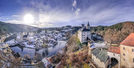 Rožmberk castle above Vltava river