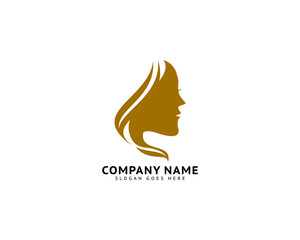 Woman face logo design vector illustration, Girl silhouette for cosmetics, beauty, salon, health and spa, fashion themes