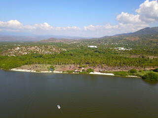 Aerial view of the terrain in the Coyuca Lake near Acapulco