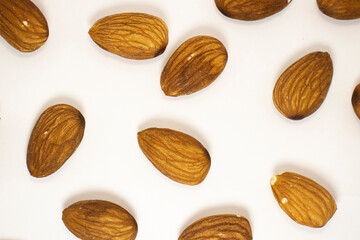 almonds on white isolated background