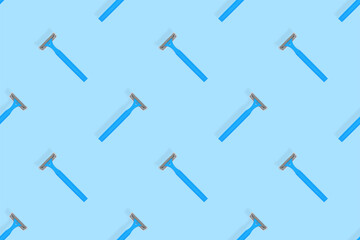 Disposable razor seamless pattern. Colorful plastic disposable razors Design for wrapping paper, poster banner and more for what.