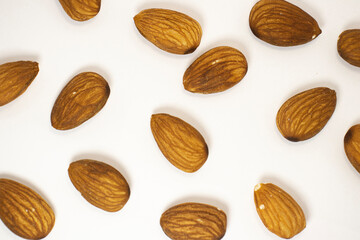 almonds on white isolated background