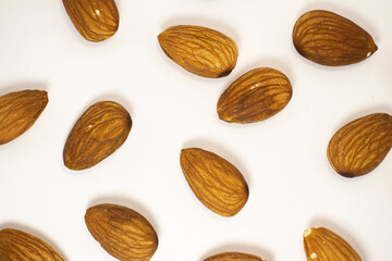 almonds on white isolated background
