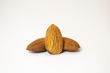 almonds on white isolated background