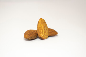 almonds on white isolated background