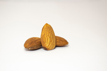 almonds on white isolated background
