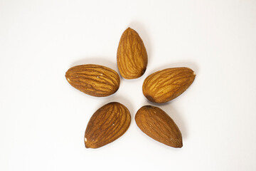 almonds on white isolated background